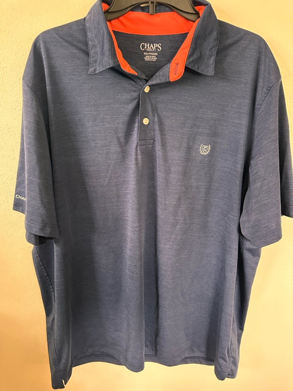 Chaps Golf Men's Navy Polo with Orange Contrast Collar